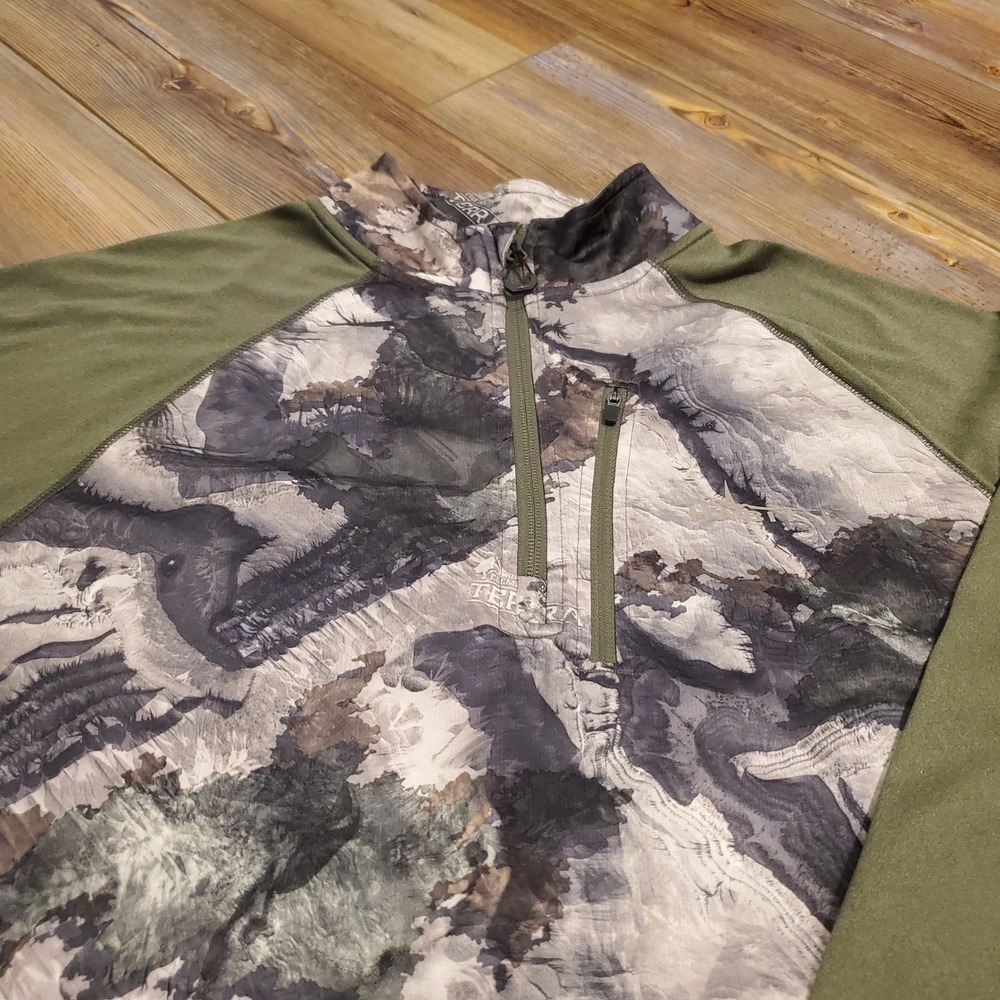 NWOT Habit Mens M Mossy Oak Elements Terra Camo 1/4 Zip Hunting Scent Factor M - Picture 3 of 9